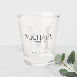 Mannelijk Gepersonaliseerd Monogram en Naam Bruids Shot Glas