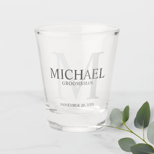 Mannelijk Gepersonaliseerd Monogram en Naam Bruids Shot Glas