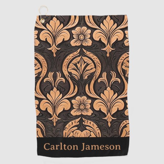 Mannelijk Gereed Leren Western Stijl Custom Golfhanddoek (Voorkant)