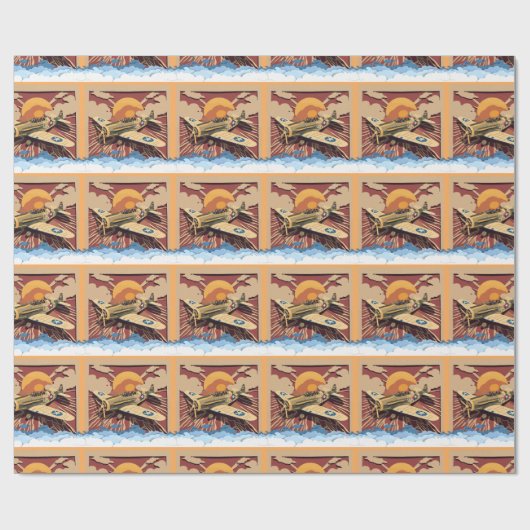 mannelijk gevechtsvliegtuig cadeaupapier (Vlak)