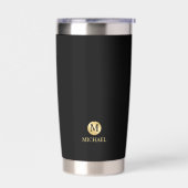 Mannelijk Goud Gepersonaliseerd Monogram en Naam Geïsoleerde Drinkbeker (Links)