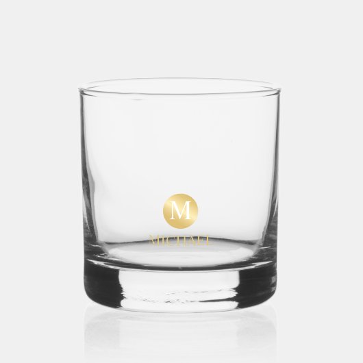 Mannelijk Goud Gepersonaliseerd Monogram en Naam Whisky Glas (Voorkant)