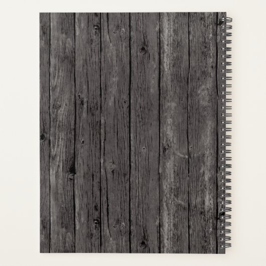 Mannelijk grijs hout Rustiek minimalistisch ontwer Planner (Achterkant)