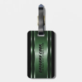 Mannelijk Groen Modern Faux Metallic Stripes Bagagelabel (Achterkant verticaal)