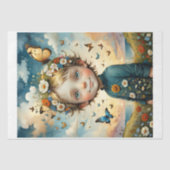 Mannelijk kind met bloemen en vlinder in het voorj tissuepapier (Voorkant)