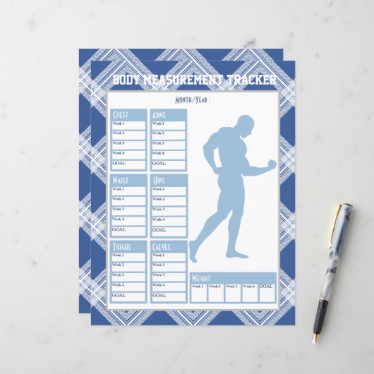 Mannelijk Lichaam Metingen Tracker Gewichtsverlies (Voorkant / Achterkant in situ)