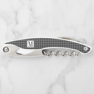Mannelijk Monogram Houndstooth Zwart Grijs Patroon Kurkentrekker