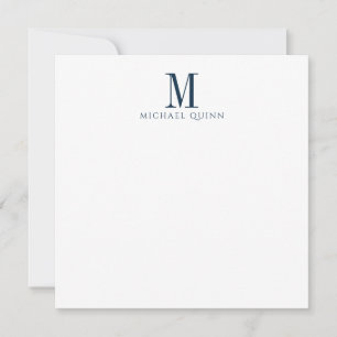 Mannelijk Navy Blauwe Monogram Notitiekaartje