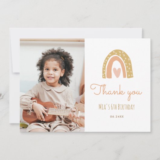 Mannelijk Pastel Regenboog 6e Verjaardagsfoto Beda Kaart (Voorkant)