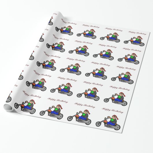 Mannelijk Rijden Motorcycle Gift Wrap Cadeaupapier (Uitgerold)
