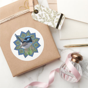 Mannelijk Superb Fairy-Wren Ronde Sticker
