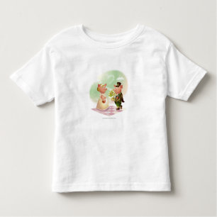 Mannelijk varken geeft bloemen aan een vrouw varke kinder shirts