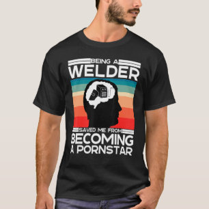 Mannelijk volwassenen humor zeggen lassen lasser e t-shirt