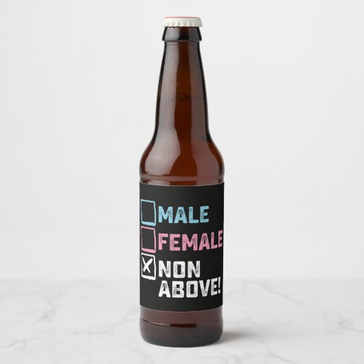 Mannelijk Vrouw niet boven! Grappige transgender h Bier Etiket (Voorkant)