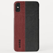 Mannelijk Zwart & Rood Faux Leer Case-Mate iPhone Case (Achterkant)
