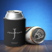 Mannelijk Zwart-wit Initiaal + Naam Monogram Blikjeskoeler