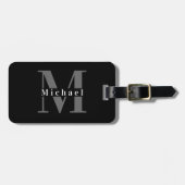 Mannelijk zwart-wit monogram Initiaal Bagagelabel (Voorkant horizontaal)