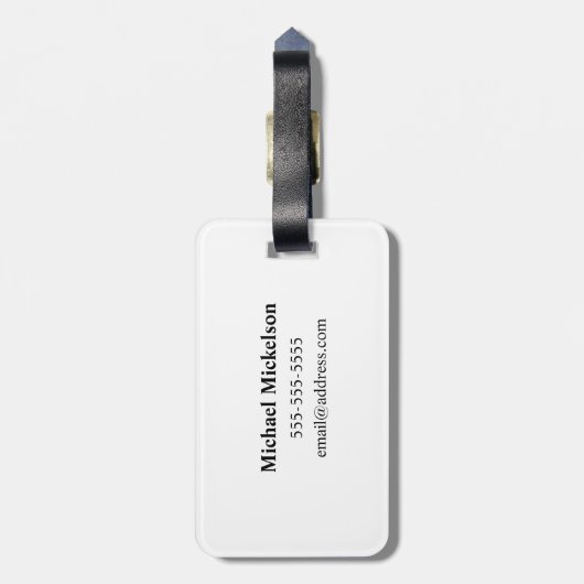 Mannelijk zwart-wit monogram Initiaal Bagagelabel (Achterkant verticaal)