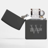 Mannelijk zwart-wit monogram initiaal + naam (Geopend)