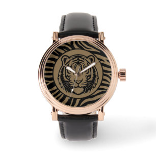 Mannelijk, Zwarte Mocca Tijger Gezicht, Moderne Ho Horloge
