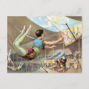 Mannelijke acrobaten die optreden in een circus briefkaart