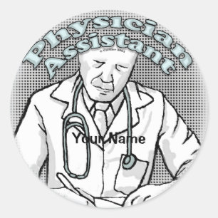 mannelijke artsenassistent ronde sticker