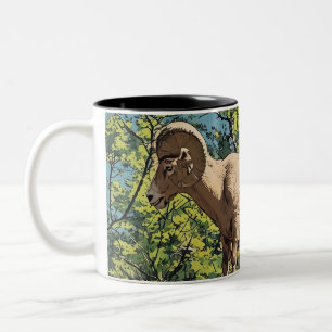 Mannelijke Big Horn Sheep Ram Tweekleurige Koffiemok