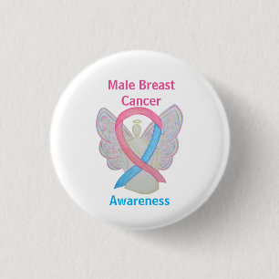 Mannelijke borstkanker Blauw en Roze Angel Pins Ronde Button 3,2 Cm