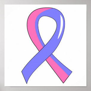 Mannelijke borstkanker Blauwe Roze Ribbon 3 Poster
