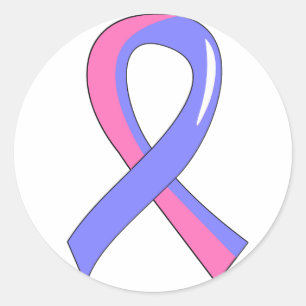 Mannelijke borstkanker Blauwe Roze Ribbon 3 Ronde Sticker