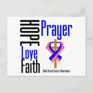 Mannelijke borstkanker Hope Love Faith Prayer Cros Briefkaart