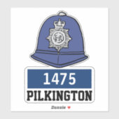 Mannelijke Britse politie Constable Helm met naam  Sticker (Vel)