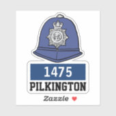 Mannelijke Britse politie Constable Helm met naam  Sticker (Vel)