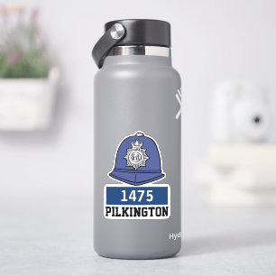 Mannelijke Britse politie Constable Helm met naam Sticker