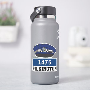 Mannelijke Britse politieagent Pet met naam en num Sticker