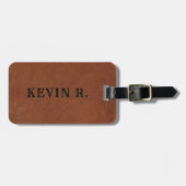 Mannelijke bruine lederen textuur bagagelabel (Voorkant horizontaal)