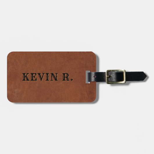 Mannelijke bruine lederen textuur bagagelabel (Voorkant horizontaal)