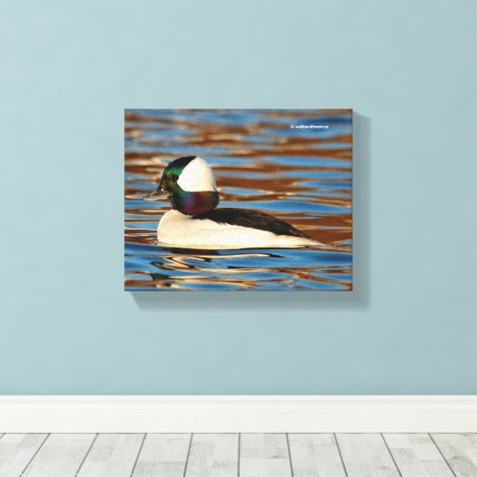 Mannelijke buffelkop in de middags-zon canvas afdruk (Insitu (Houten vloer))