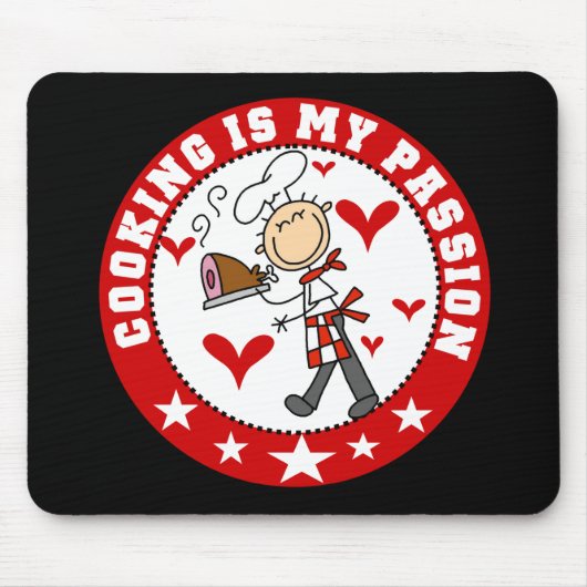 Mannelijke Chef Cooking Passion Mousepad Muismat (Voorkant)