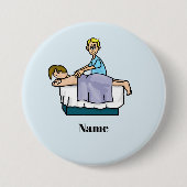 Mannelijke Chiropractor of Masseuse Name Button (Voorkant)