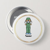 Mannelijke chirurg in Scrubs Name Button (Voorkant /achterkant)