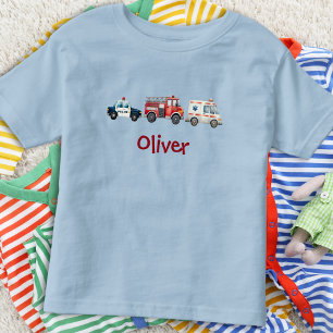 Mannelijke Cute Waterverf Noodvoertuigen Kinder Shirts