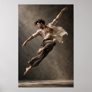 Mannelijke danser in sprong mid-lucht Hedendaagse Poster