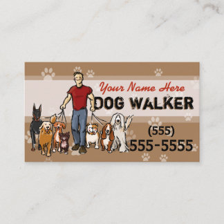 Mannelijke Dog Walker Dog Trainer Walking Aangepas Visitekaartje