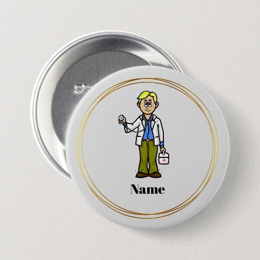 Mannelijke dokter met Stethoscoop Button (Voorkant /achterkant)