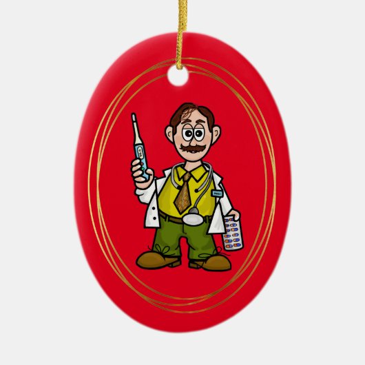 Mannelijke dokter met thermometer en Ornament pill (Voorkant)