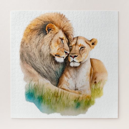 Mannelijke en Vrouw Lion in Love Foto van Lion Lov Legpuzzel (Verticaal)