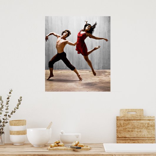 Mannelijke en Vrouw moderne dansers in het Rode Dr Poster (Keuken)