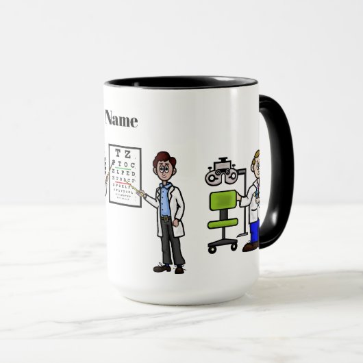 Mannelijke en Vrouw Optometristen Naam Mok (Voorkant rechts)