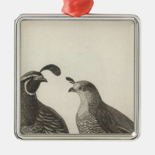 Mannelijke en Vrouw Partridge in Californië Metalen Ornament